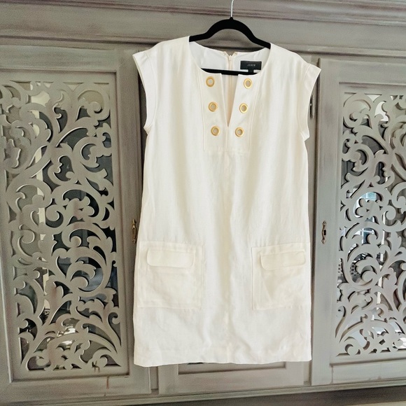 J. Crew Dresses & Skirts - J. Crew cream off white linen shift dress S